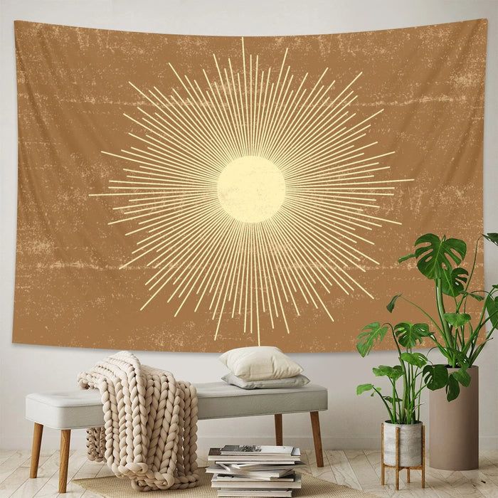 Anyhouz Tapestry White Sun and Moon Dance 200x150cm Psychedelic Scene Art Hippie Bohemian Decorative Sheet