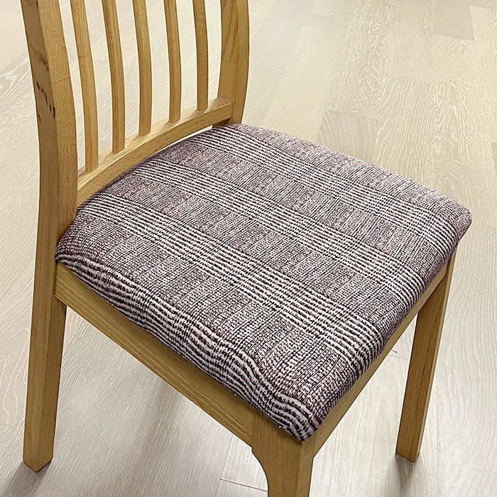 Anyhouz Chair Cover Dark Brown Wavey and Straight Line Pattern Stretch Seat Cover for Home Dinning Kitchen Washable Removable