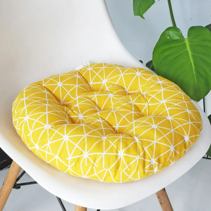 Anyhouz Seat Cushion Yellow Geometric Round Chair Pad Decorative Pillow