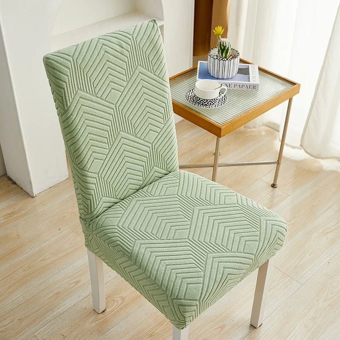 Anyhouz Chair Cover Light Green Geometric Lines Design with Elastic Material for Dining Room Kitchen Wedding Hotel Banquet Restaurant