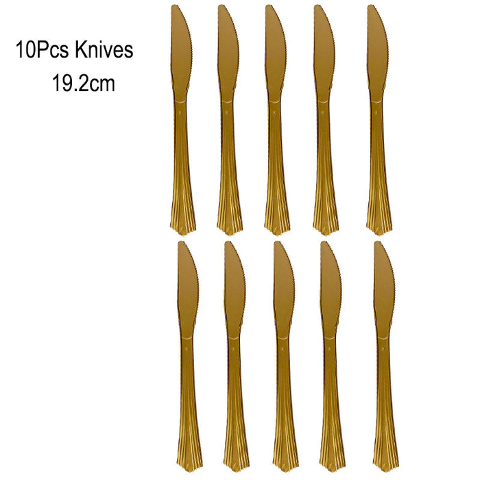 Anyparty Disposable Culinary Cutting Tool 10Pcs Rose Gold Latex Tableware