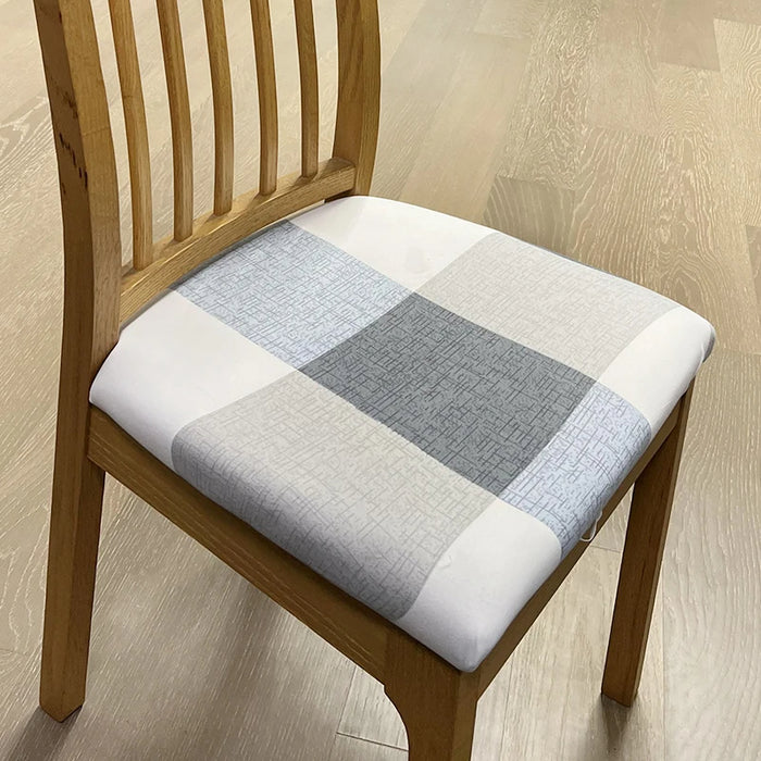 Anyhouz Chair Cover Beige Light Blue Simple Pattern Stretch Seat Cover for Home Dinning Kitchen Washable Removable