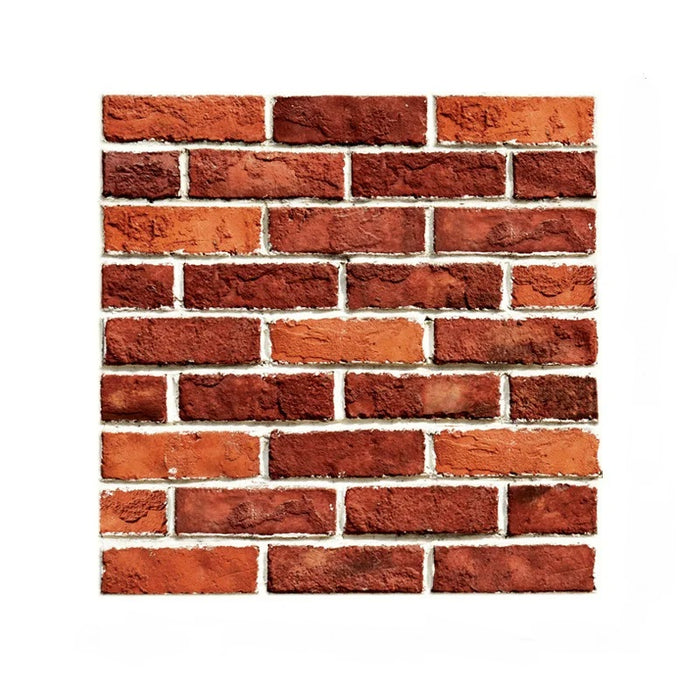 Anyhouz 10pcs Vinyl Tile Self Adhesive Textured Red Brick Pattern Waterproof PVC Brick Wall Panels Stickers for Home Decoration