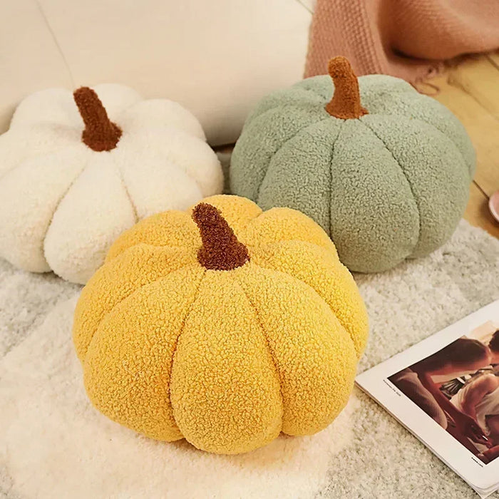 Anyhouz Throw Pillows Forest Green Lamb Fleece Pumpkin Plush Toys for Home Decor Throw Pillow Living Room Bedroom 35cm