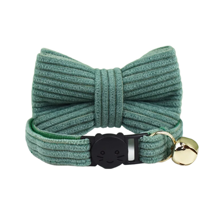 AnyWags Cat Collar Hunter Green Bow Large with Safety Buckle, Bell, and Durable Strap Stylish and Comfortable Pet Accessory