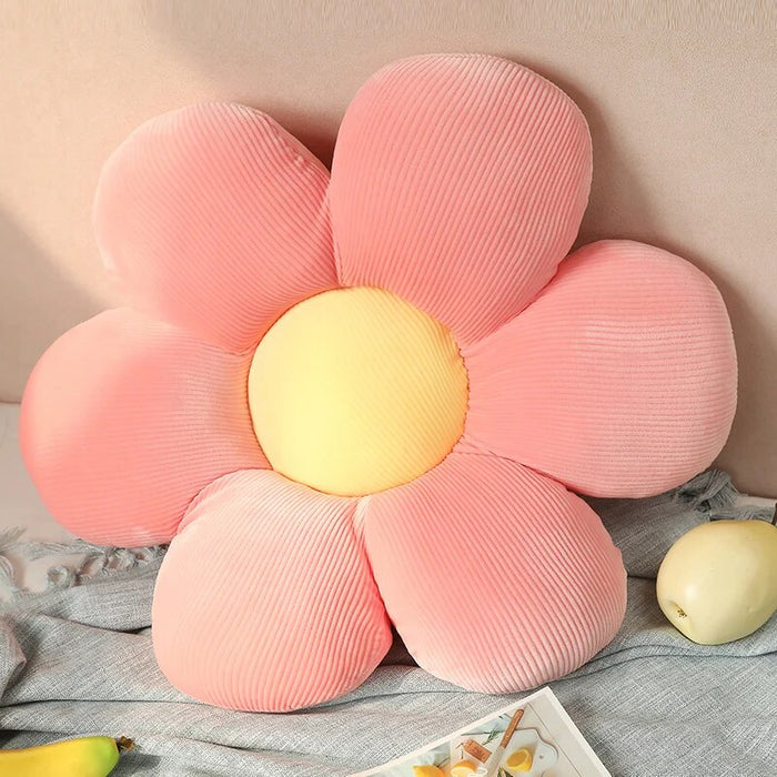 Anyhouz Plush Pillow Pink Flower Shape Stuffed Soft Pillow Seat Cushion Room Decor 50-55cm