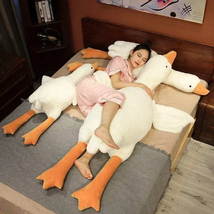 Anyhouz Side Sleep Body Pillow Cute Huge White Goose Stuffed Animal Sleeping Pillow 90CM