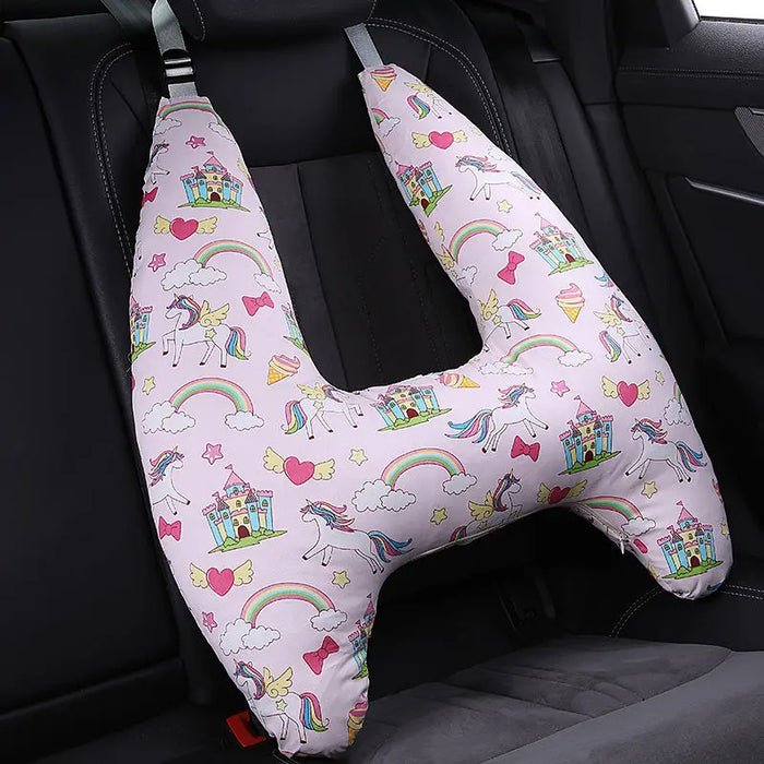 Anypack Car Travel Pillow UShape Unicorn and Rainbow Pattern Children Travel Pillow Cushion for Car Seat, Safety Neck Pillow for Kids