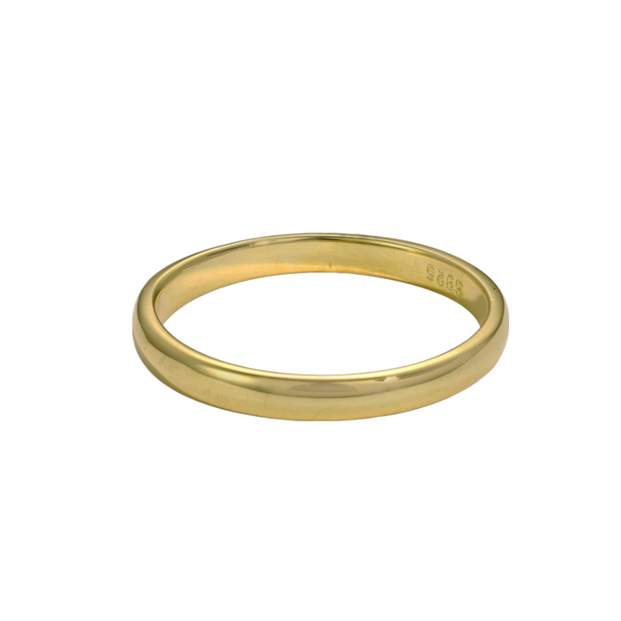 Anyco Ring Hypoallergenic Non Tarnish S925 Silver 18K Gold Plated Polish Circle Women Ring