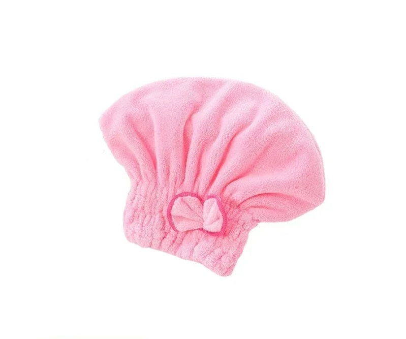 Anyhouz Hair Bonnets Pink Microfibre Quick Hair Drying Bath Spa Bath Towels for Womens Shower Hat Bathroom Accessories