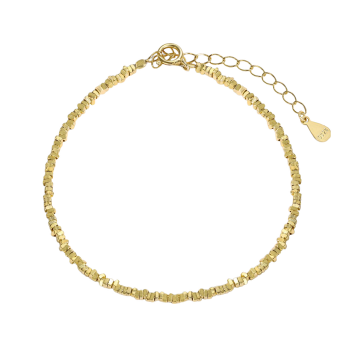 Anyco Bracelet Trendy Minimalist Design 925 Sterling Silver chain link 18K Gold Plated Beaded Bracelets Women