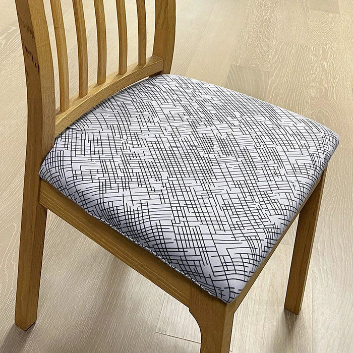 Anyhouz Chair Cover Grey Random Lines Print Stretch Seat Cover for Home Dinning Kitchen Washable Removable