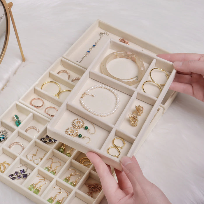 Anyhouz Jewelry Storage Beige Design H Display Tray Drawer Storage Jewellery Holder For Ring Earrings Necklace Bracelet