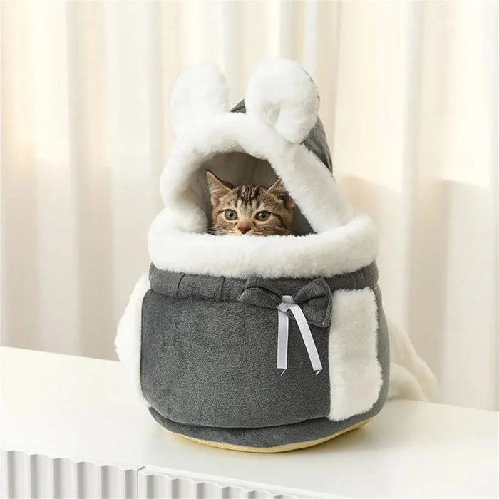 Anywags Pet Carrier Medium Gray Outdoor Travel Pet Carrier Bag Nest for Small Pets with Ear Hoodie