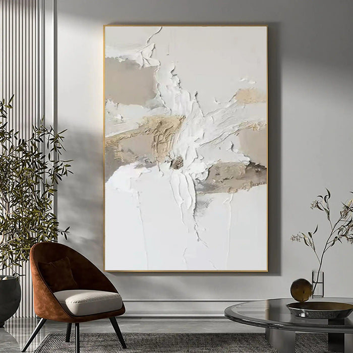 Anyhouz Canvas Art Hand Painted Beige And White Abstract Sandscape Unique Wall Decor Ideas For Home