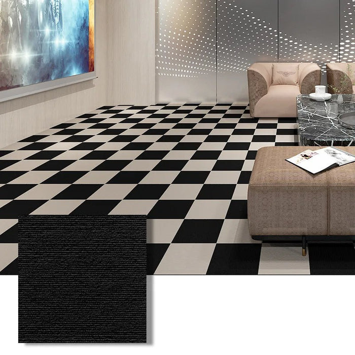 Anyhouz 10pcs Vinyl Tile Black Self Adhesive Anti Slip Floor Sticker Carpet for Home and Office Decoration 30x30