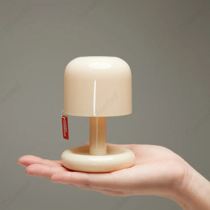 Anyhouz Table Lamp Cream Pixie Shroom Desk Lighting USB Rechargeable For Small Spaces