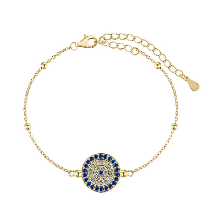 Anyco Bracelet Classical Dainty Adjustable Circle Chain 18K Gold Plated Devil Eye Bangle Bracelet For Women