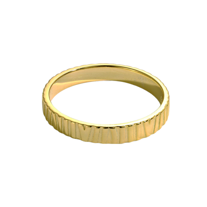 Anyco Ring Minimalist Design 925 Sterling Silver 18K Gold Plate Texture Rings for Daily Wear