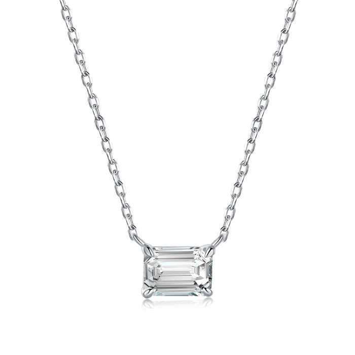 Anyco Necklace 925 Silver for Women Moissanite Cubic Zirconia 5A 1ct Rhodium Platting Jewelry