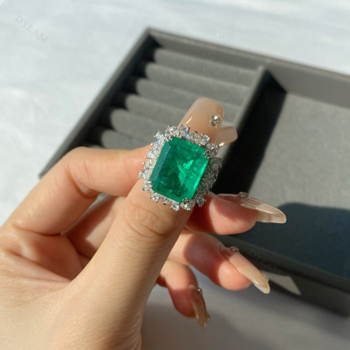 Anyco Ring CZ 5A 8ct Flower Square Shape Emerald Cut Ring 925 Sterling Silver Wedding Rings Jewelry Women