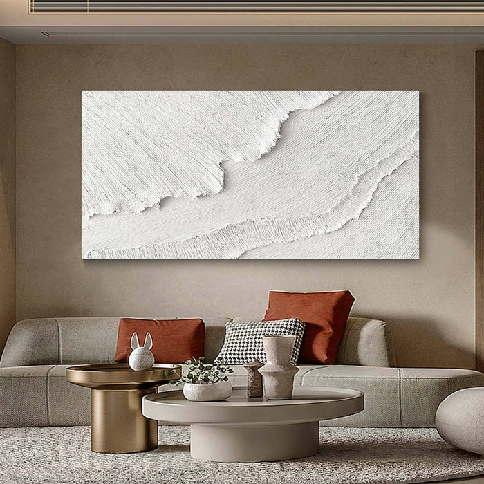 Anyhouz Canvas Art Hand Painted White Wave 3D Custom Abstract For Interior Design