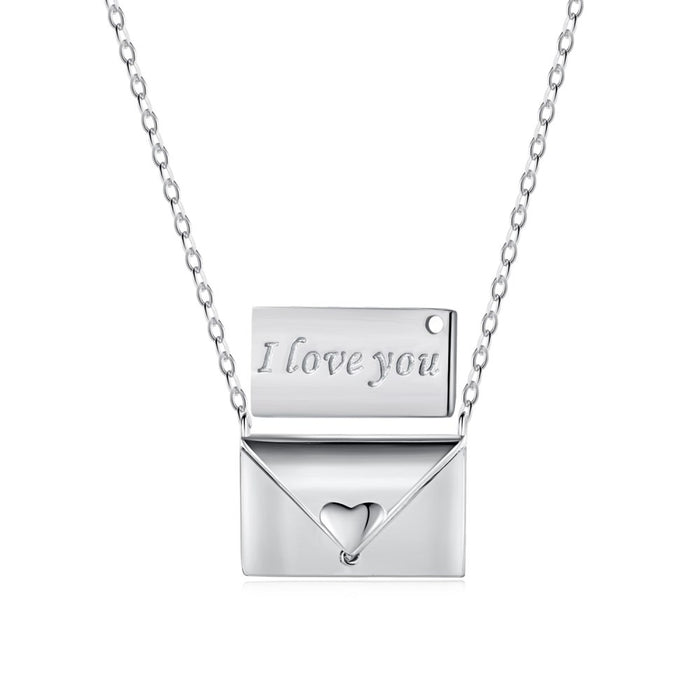 Anyco Necklace 925 Silver for Women I LOVE YOU Letter Pendant Rhodium Platting Jewelry