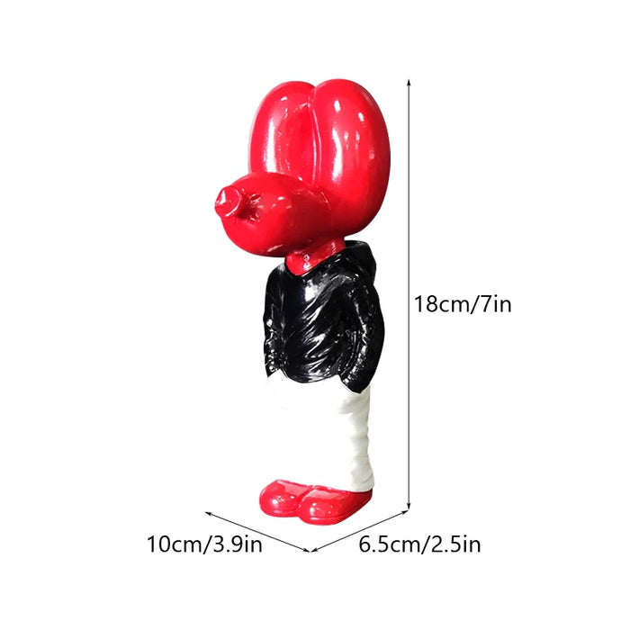 Anyhouz Home Figurine Balloon Dog Statue Red 7inch Street Art Resin for Living Room Desktop Decoration Accessories Gifts