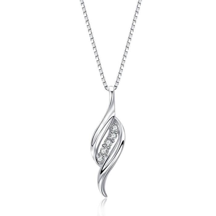 Anyco Necklace 925 Silver for Women Twirl Wings Pendant Rhodium Platting Jewelry