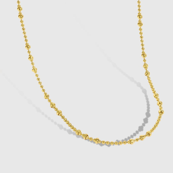 Anyco Necklace 925 Silver for Man and Women Beaded Chain Gold Platting Minimalist Hypoallergenic Non Tarnish Nickel Free 18K Jewelry