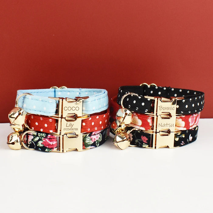 AnyWags Cat Collar Dotted Red Small with Safety Buckle, Bell, and Durable Strap Stylish and Comfortable Pet Accessory