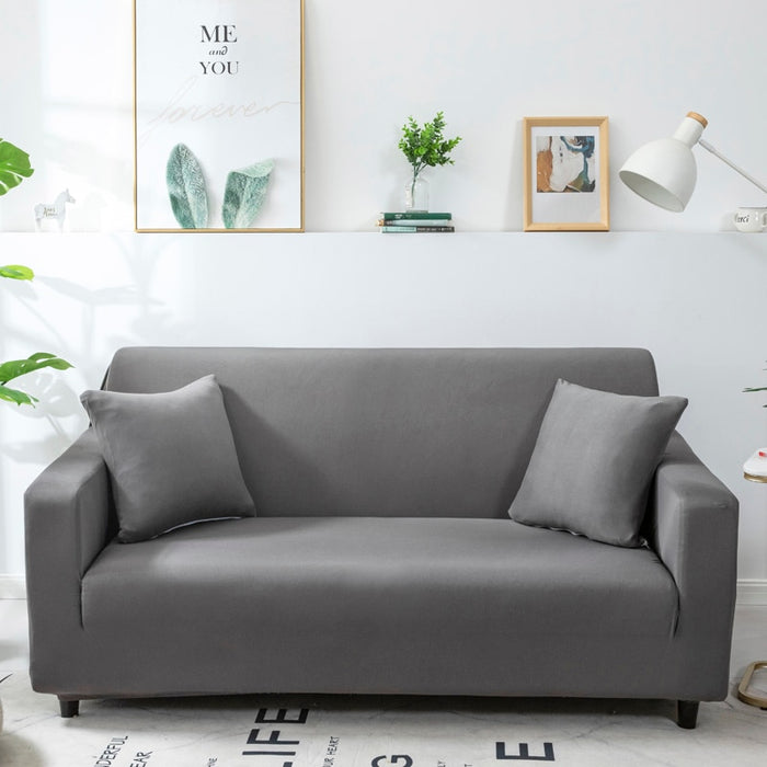 Anyhouz 3 Seater Sofa Cover Plain Grey Style and Protection For Living Room Sofa Chair Elastic Stretchable Slipcover