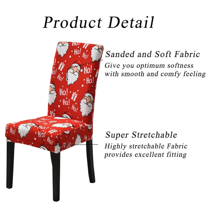 Anyhouz Chair Cover Red Christmas Design Stretchable  Dining Slipcover