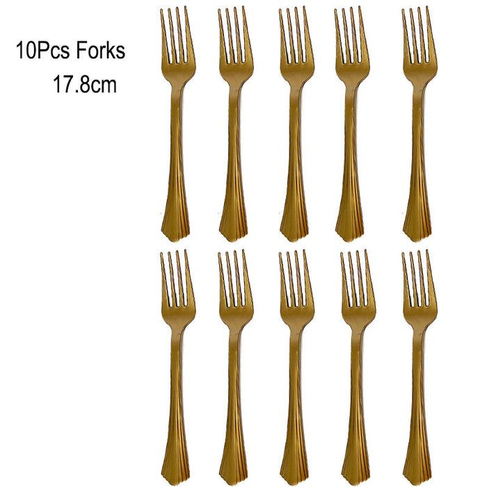 Anyparty Disposable Forks 10Pcs Rose Gold Latex Tableware