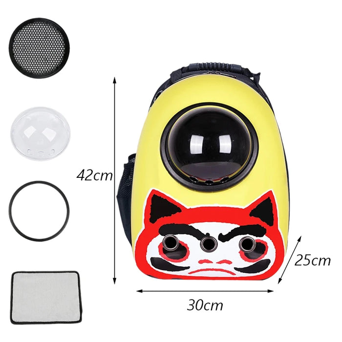 Anywags Pet Carrier Red Cute Cat Print Breathable Space Capsule Travel On the Go Bag For Pet