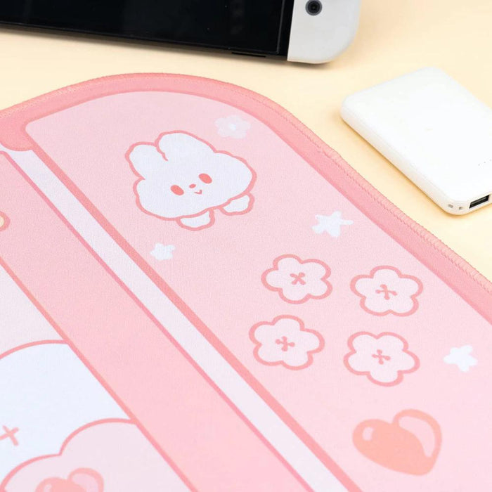 Anymob Mouse Pad Pink Cat Kawaii Gaming Mat Bunny Desk Pad Rubber Mat Protector