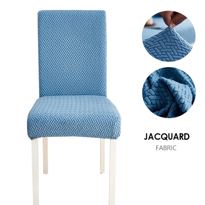 Anyhouz Chair Cover Blue Small Knitted Design with Anti-Dirt and Elastic Material for Dining Room Kitchen Wedding Hotel Banquet Restaurant