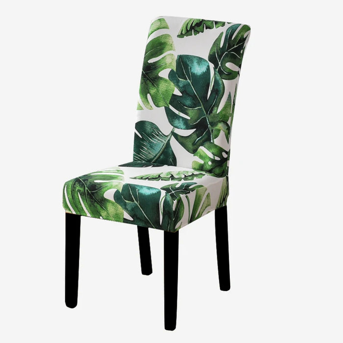 Anyhouz Chair Cover Green Big Leaves Design with Anti-Dirt and Elastic Material for Dining Room Kitchen Wedding Hotel Banquet Restaurant