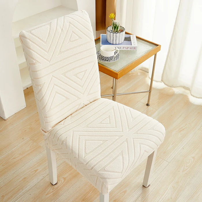 Anyhouz Chair Cover Beige Triangular Design with Elastic Material for Dining Room Kitchen Wedding Hotel Banquet Restaurant