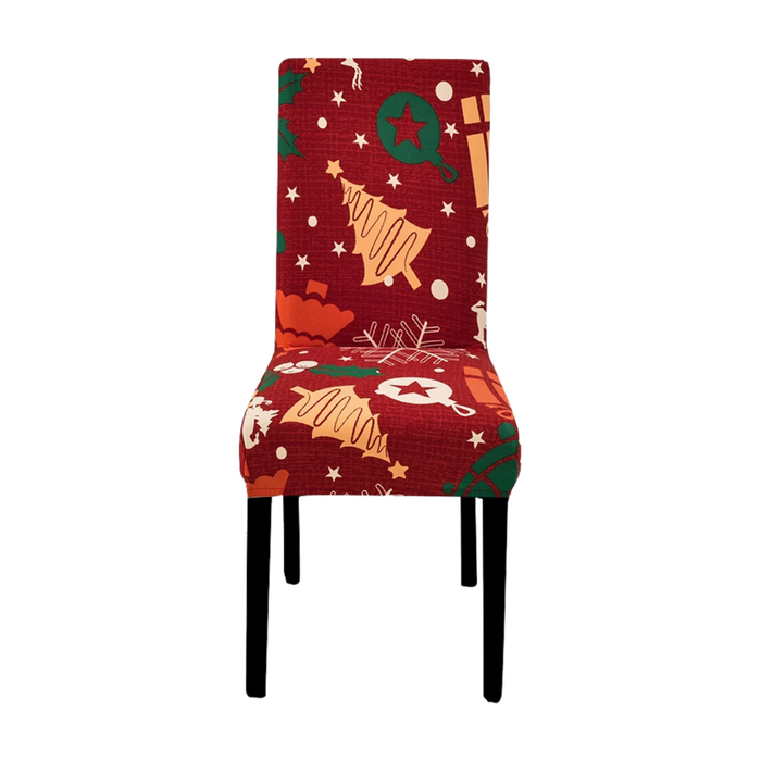 Anyhouz Chair Cover Maroon Christmas Tree Lantern Design Stretchable Dining Slipcover