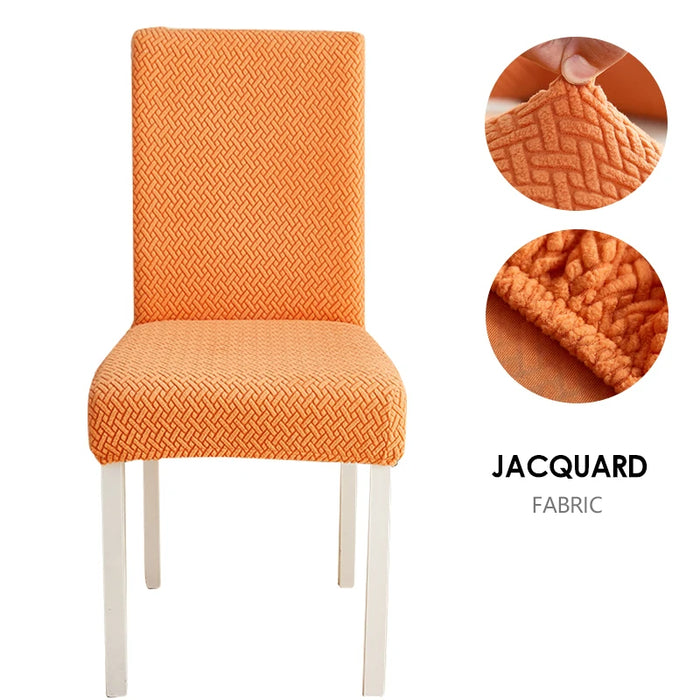 Anyhouz Chair Cover Orange Small Knitted Design with Anti-Dirt and Elastic Material for Dining Room Kitchen Wedding Hotel Banquet Restaurant