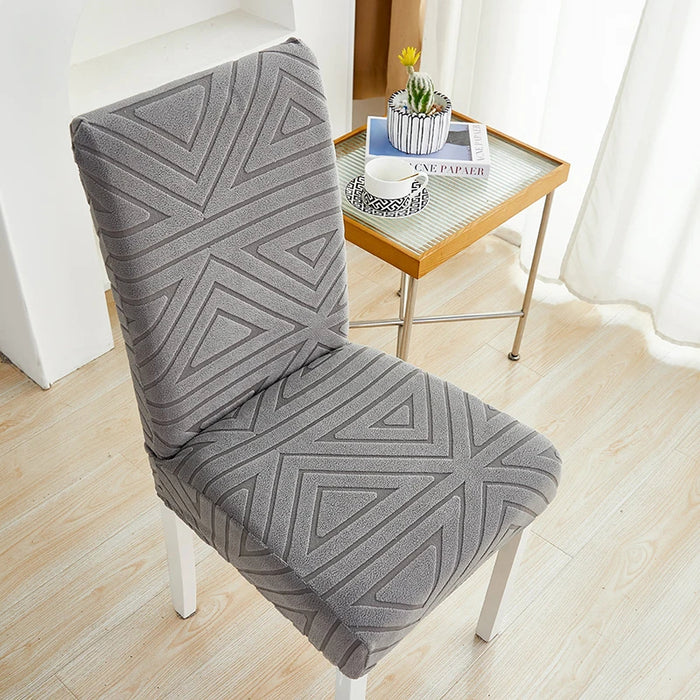 Anyhouz Chair Cover Dark Grey Triangular Design with Elastic Material for Dining Room Kitchen Wedding Hotel Banquet Restaurant