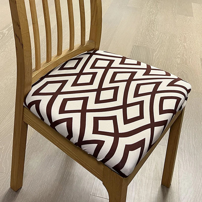 Anyhouz Chair Cover Brown and Light Beige Simple Design Stretch Seat Cover for Home Dinning Kitchen Washable Removable