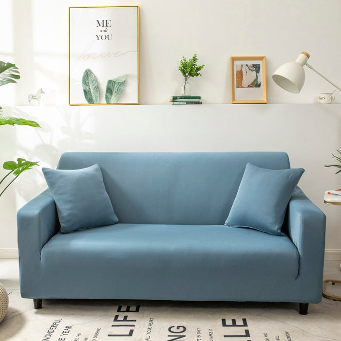 Anyhouz 4 Seater Sofa Cover Plain Grey Blue Style and Protection For Living Room Sofa Chair Elastic Stretchable Slipcover