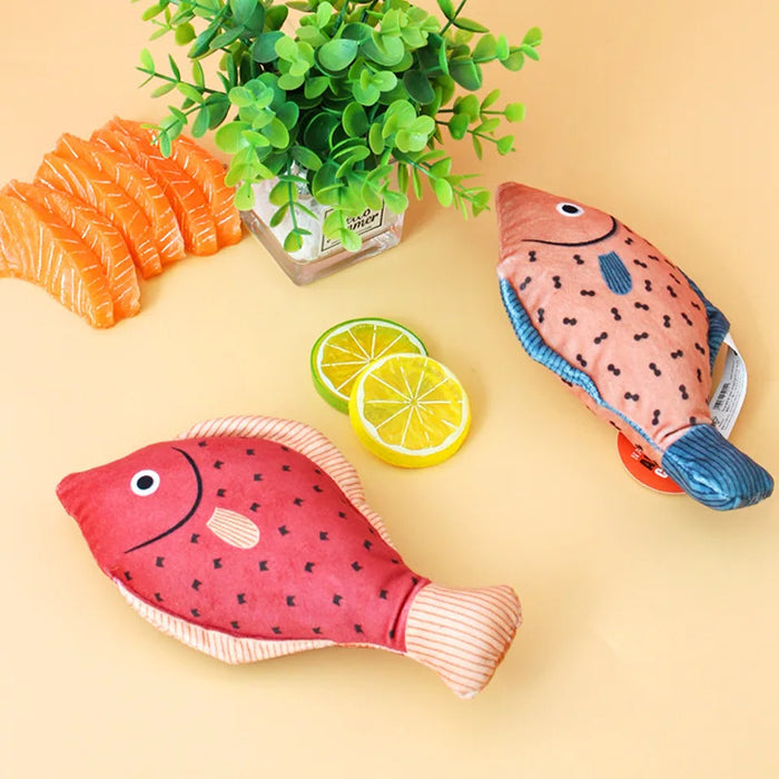 Anywags Pet Toys Orange Squeaky Sea Fish Shape Sphynx Plush Cat Accessories