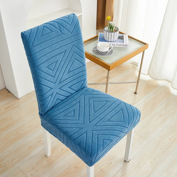 Anyhouz Chair Cover Blue Triangular Design with Elastic Material for Dining Room Kitchen Wedding Hotel Banquet Restaurant