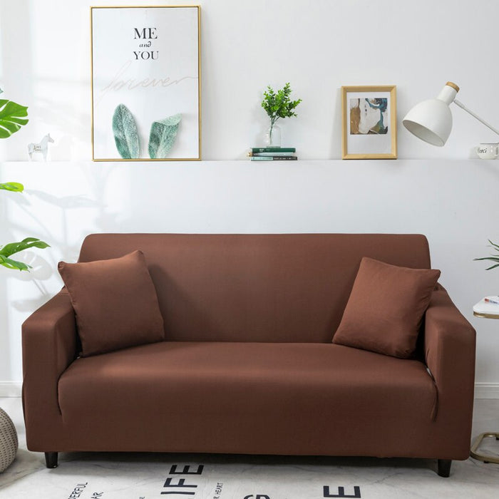 Anyhouz 1 Seater Sofa Cover Plain Light Coffee Style and Protection For Living Room Sofa Chair Elastic Stretchable Slipcover