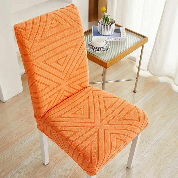 Anyhouz Chair Cover Orange Triangular Design with Elastic Material for Dining Room Kitchen Wedding Hotel Banquet Restaurant