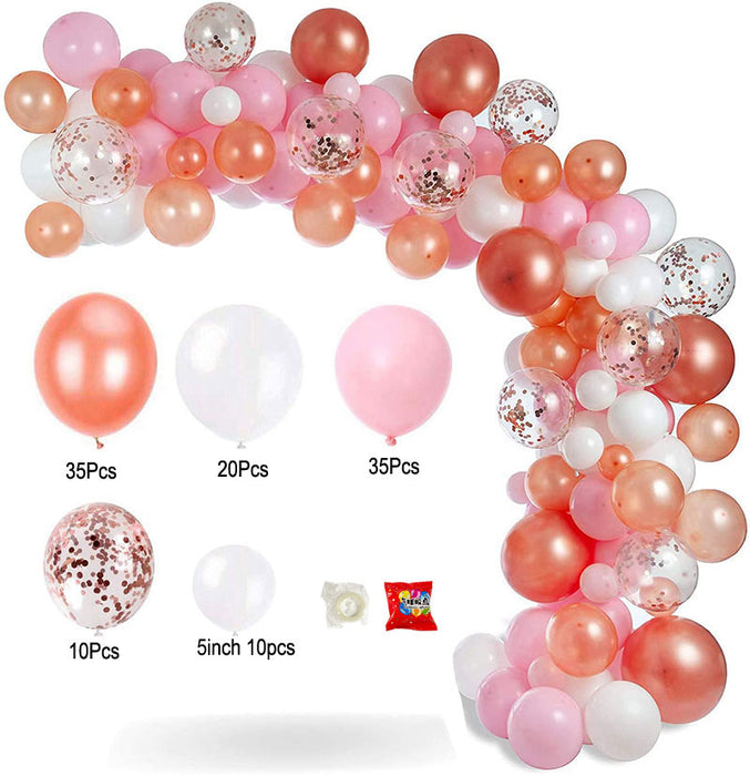 Anyparty Balloons Rose Gold 50Pcs Pack Confetti Latex With Ribbon Party Decor