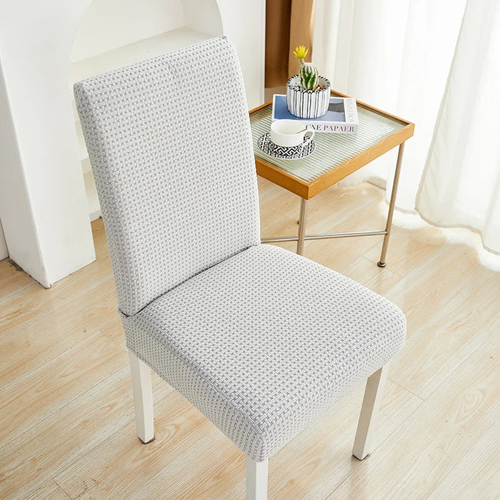 Anyhouz Chair Cover Light Grey Micro Knitted Design with Elastic Material for Dining Room Kitchen Wedding Hotel Banquet Restaurant